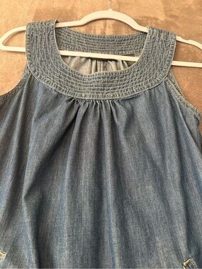 Axcess Light Blue Chambray Sleeveless Yoke Tank Dress